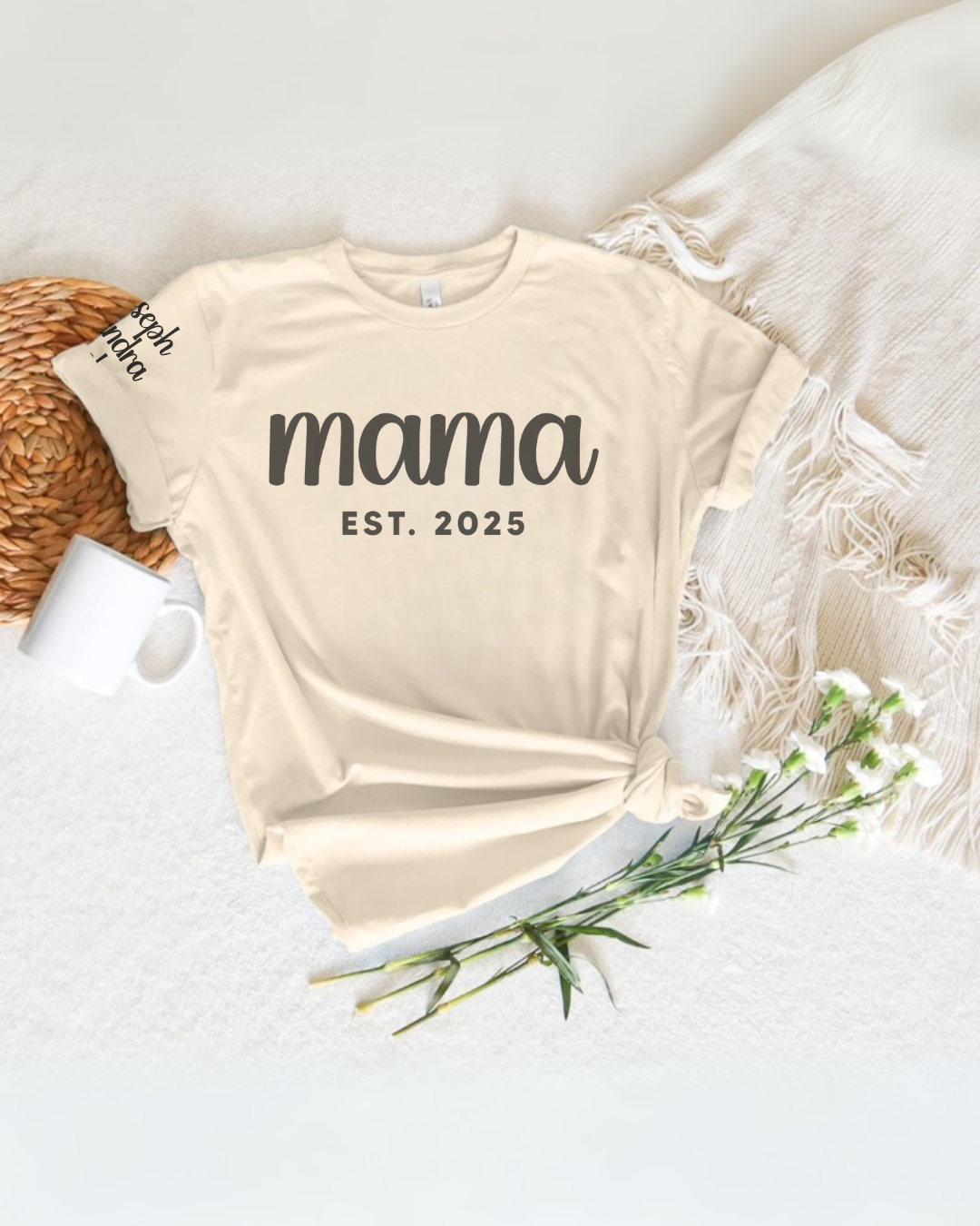 Personalized MAMA T-Shirt – Custom Name Sleeve