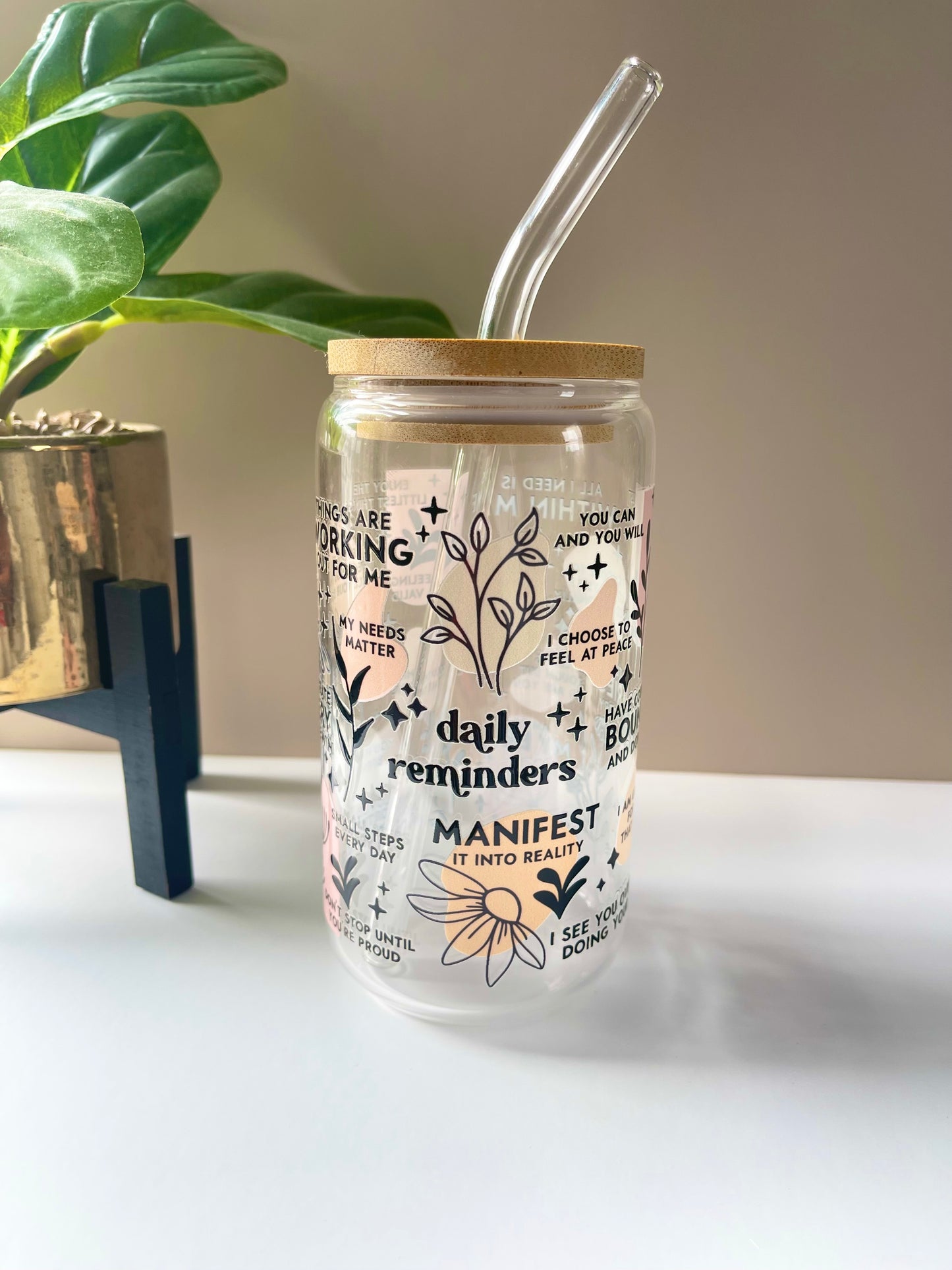 Daily Affirmations Glass Cup