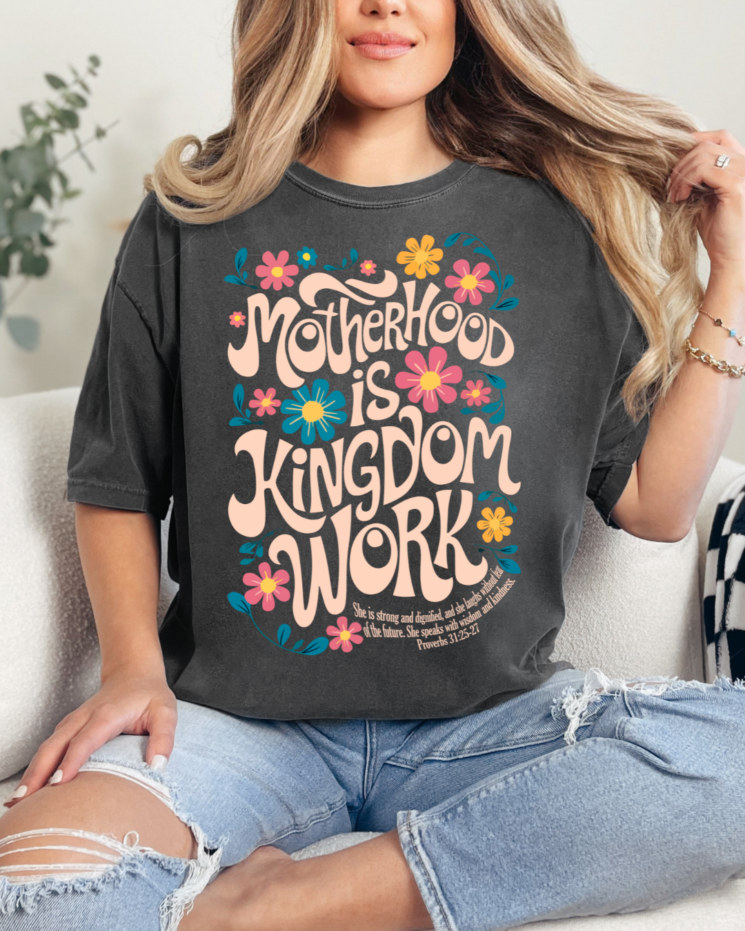 Motherhood is Kingdom Work Retro Tshirt