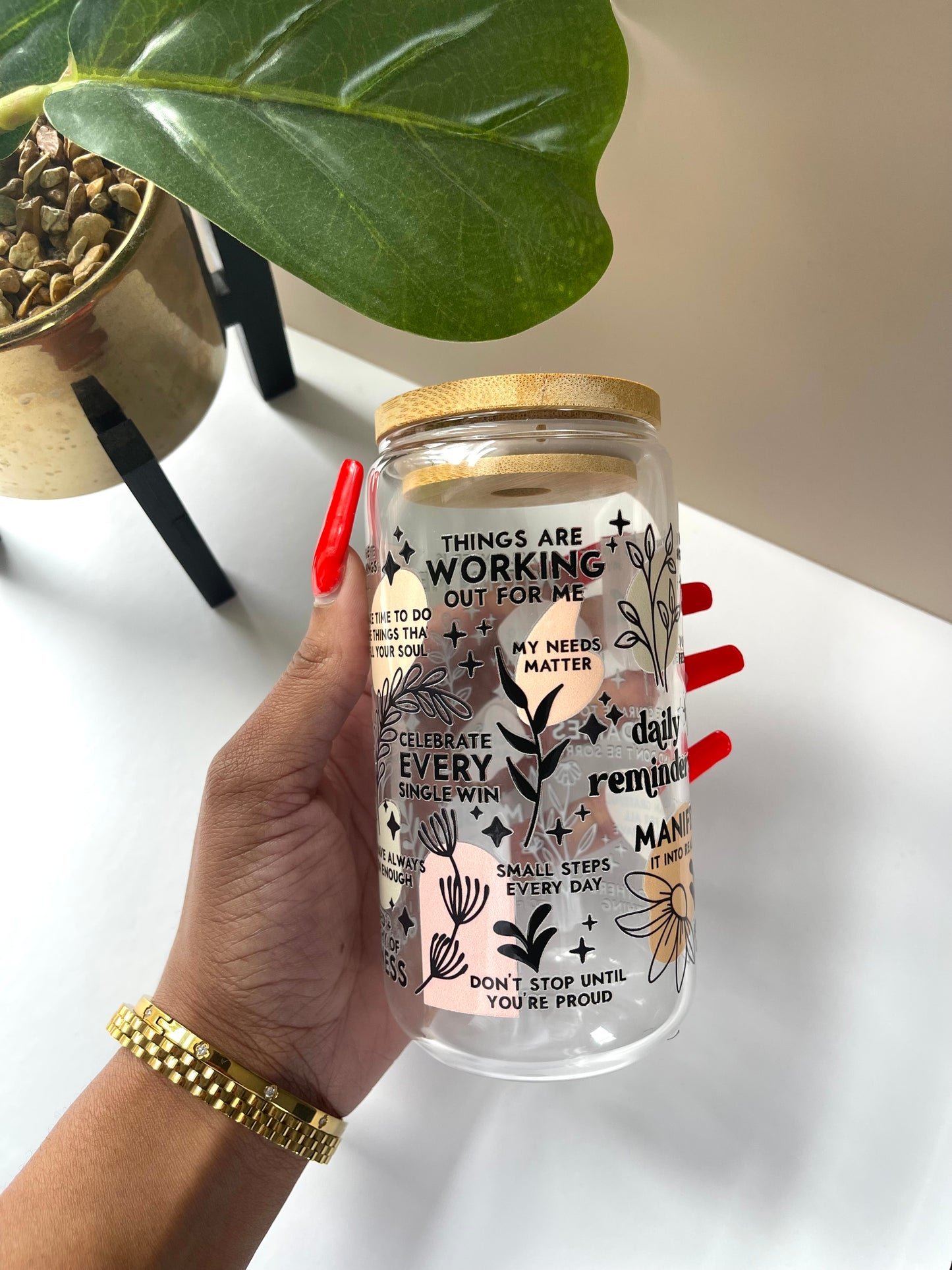 Daily Affirmations Glass Cup