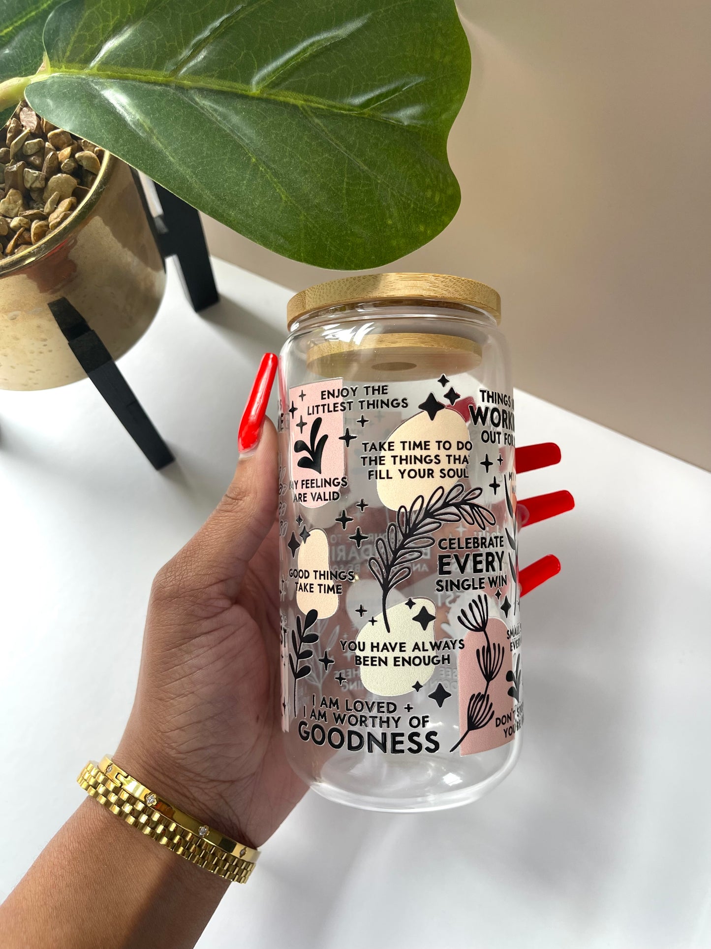 Daily Affirmations Glass Cup