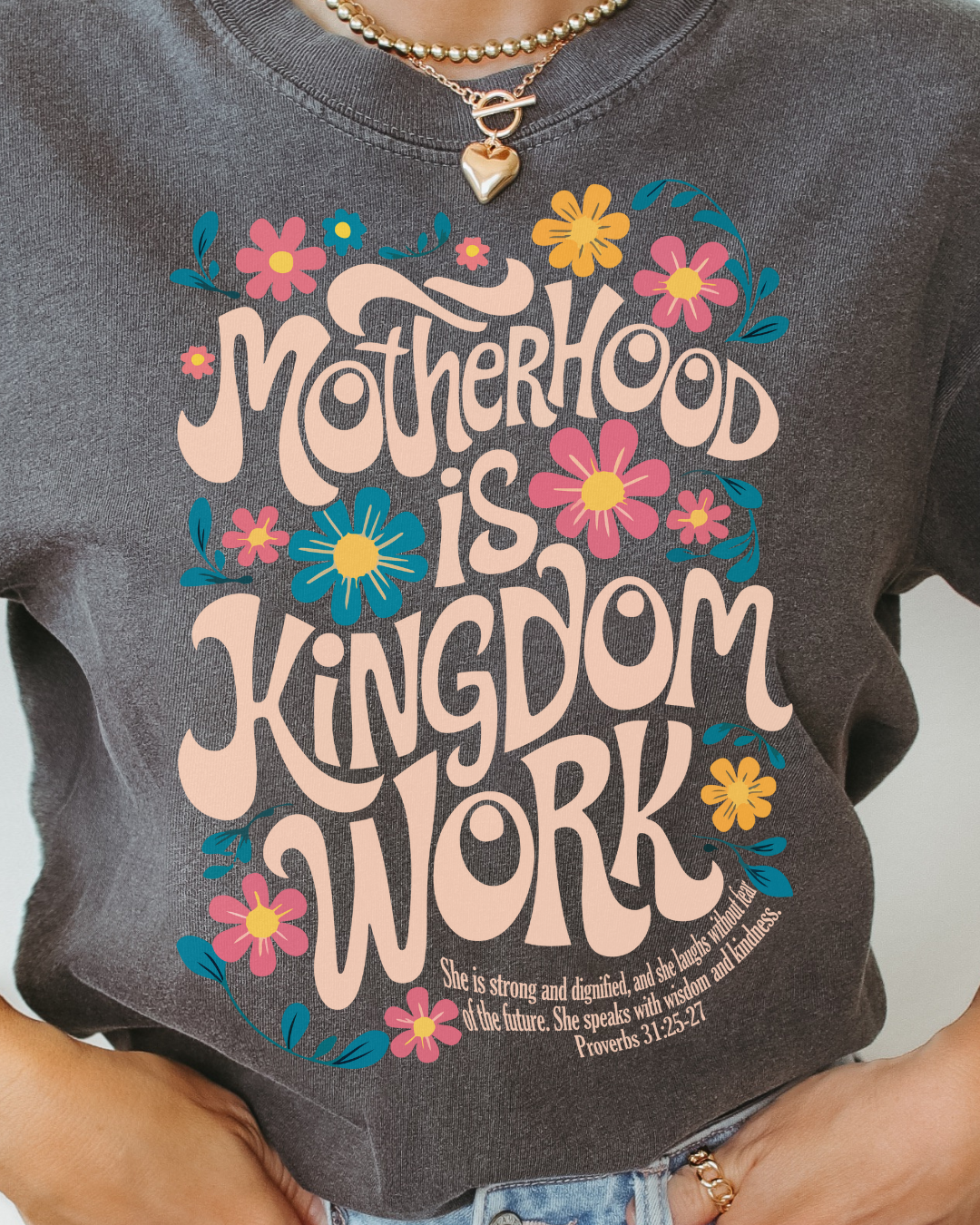 Motherhood is Kingdom Work Retro Tshirt