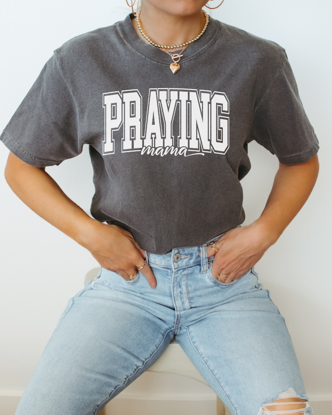 Praying Mama Varsity Tshirt