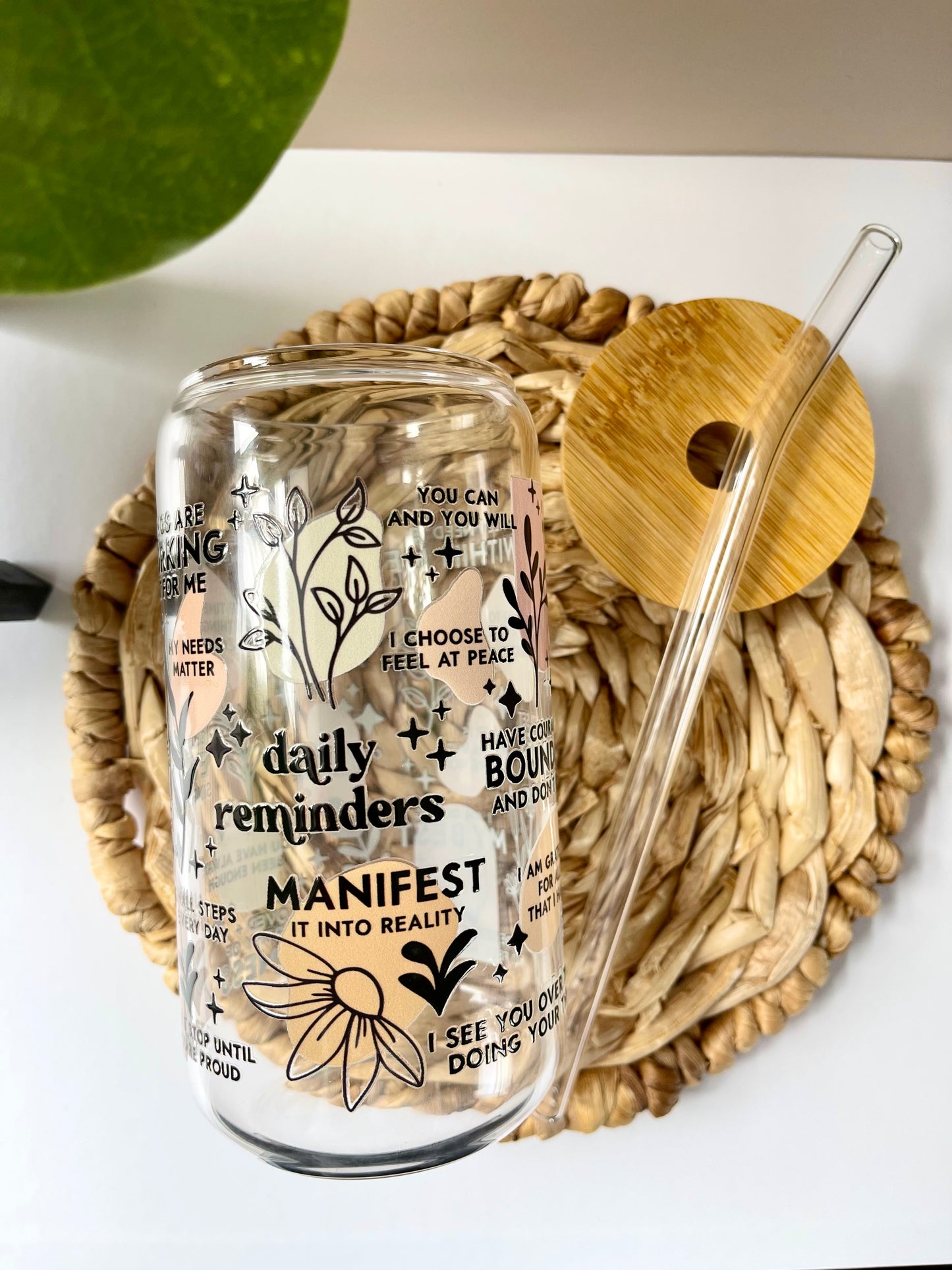 Daily Affirmations Glass Cup