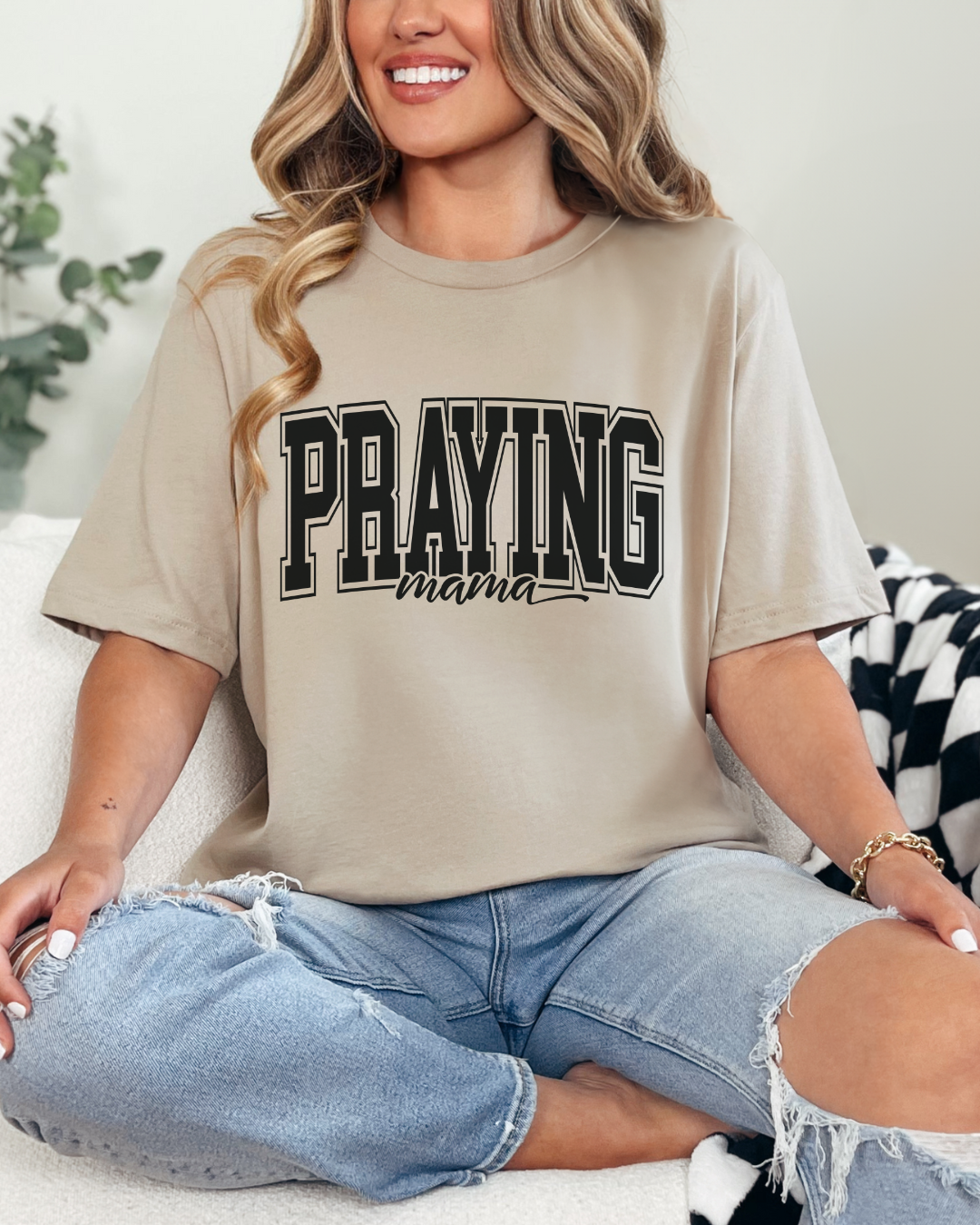 Praying Mama Varsity Tshirt