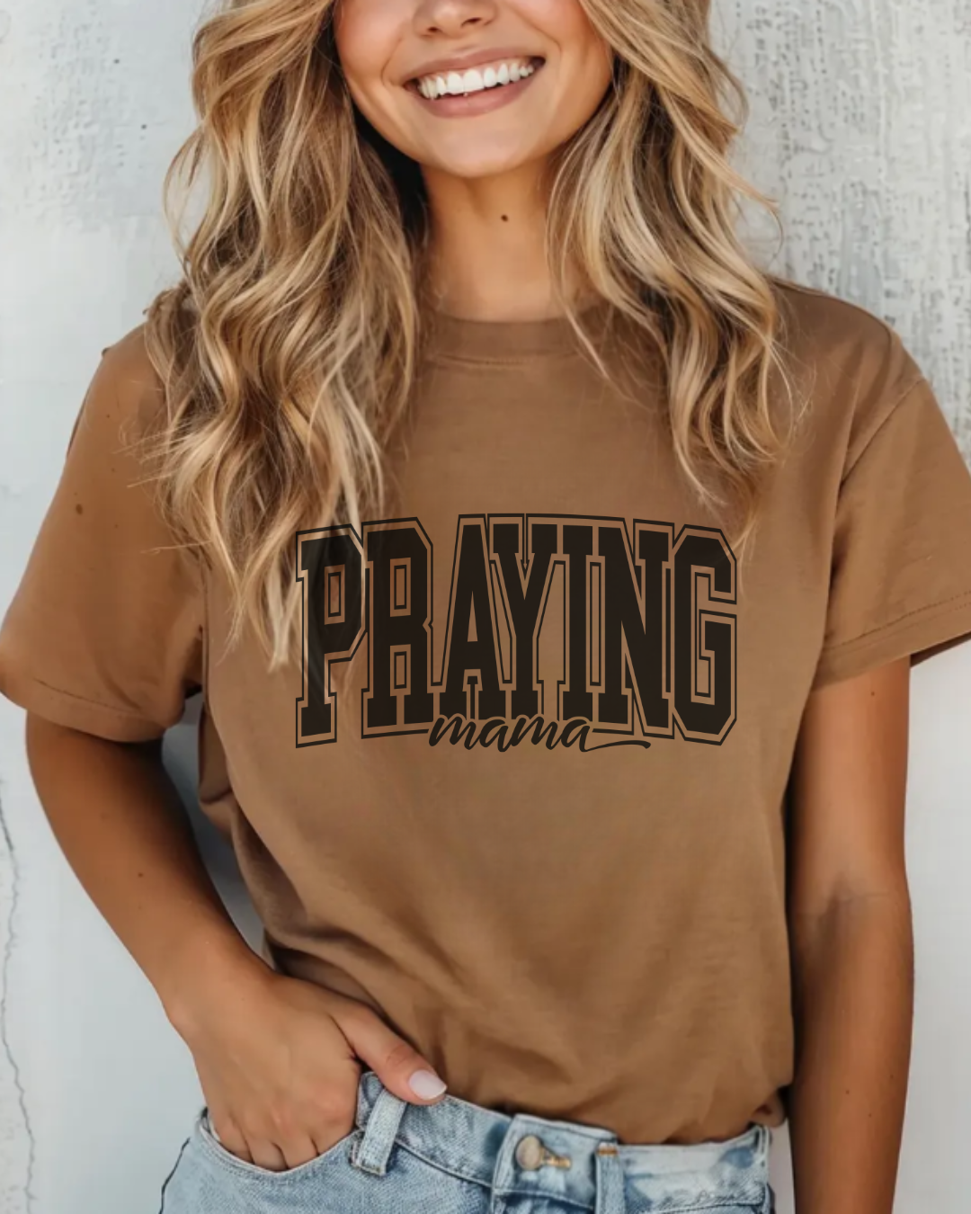 Praying Mama Varsity Tshirt