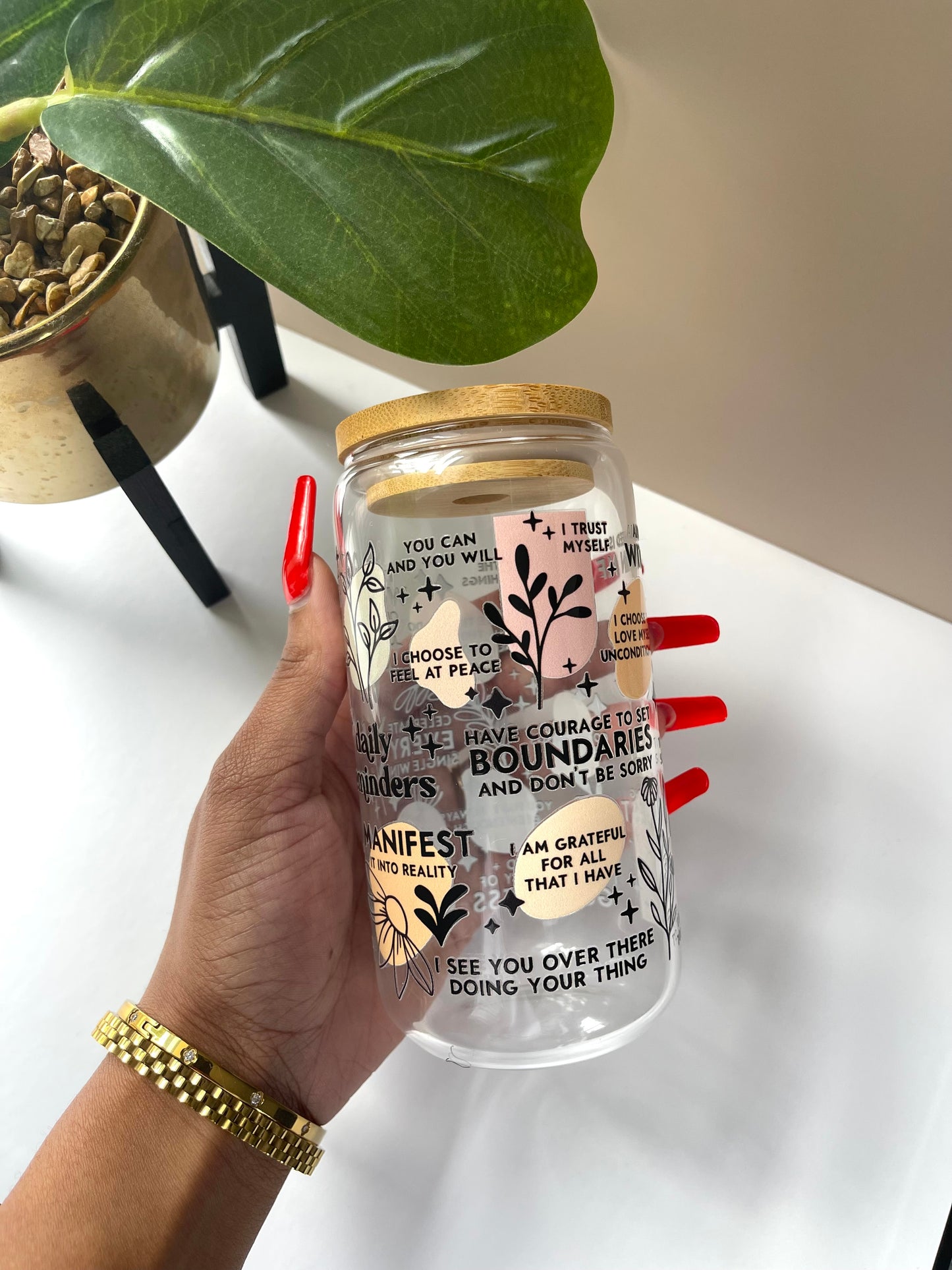 Daily Affirmations Glass Cup