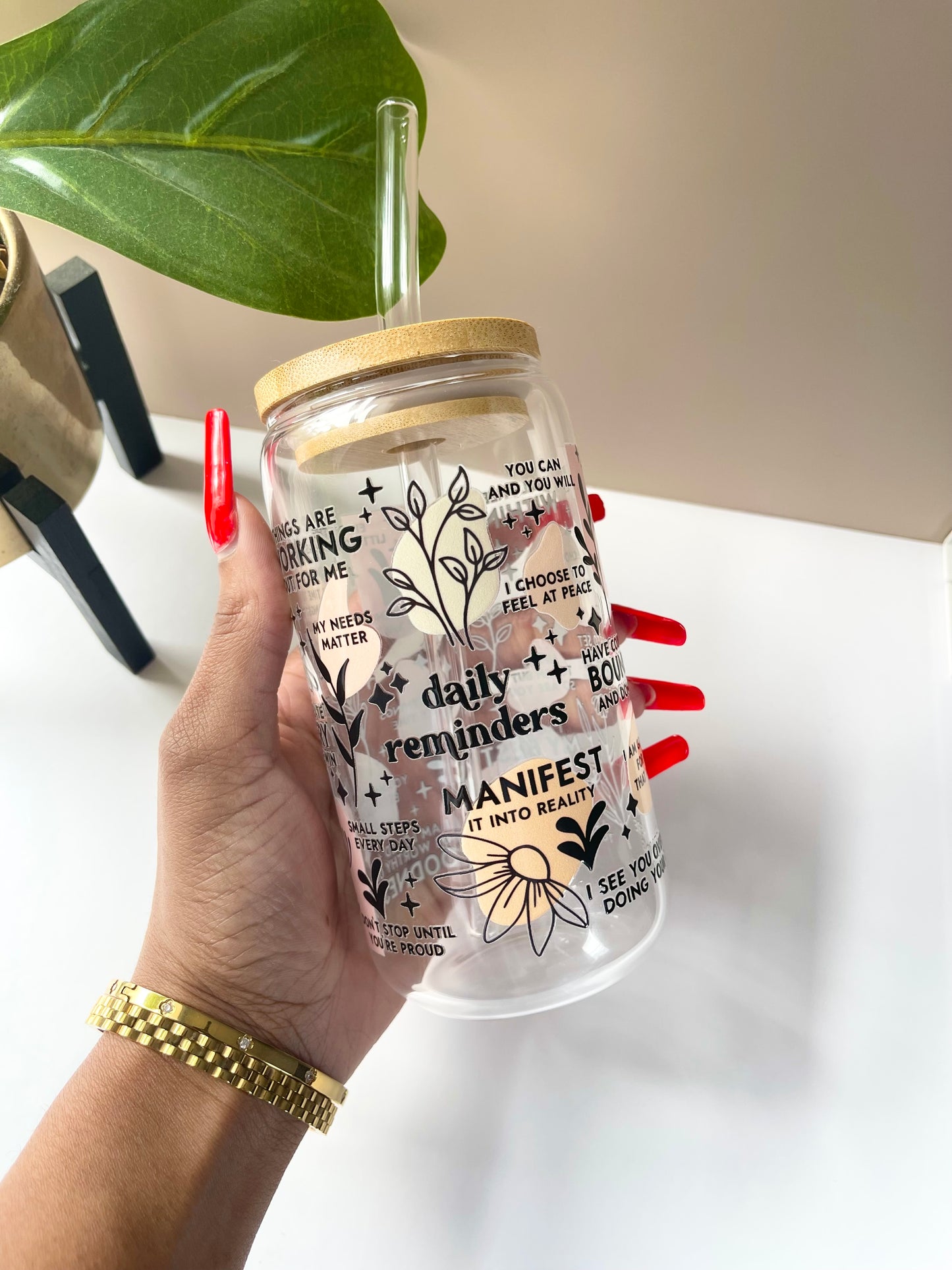Daily Affirmations Glass Cup