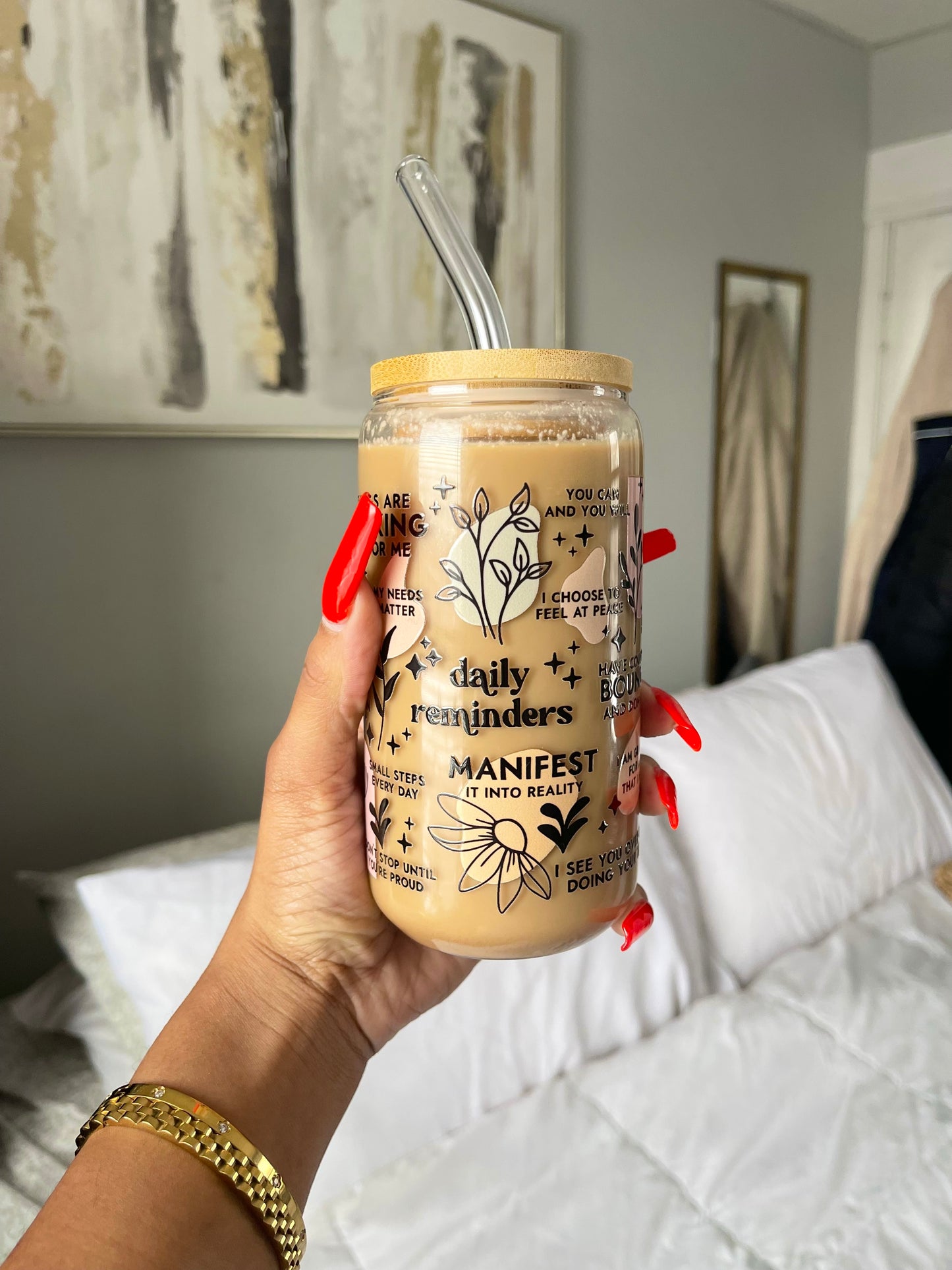 Daily Affirmations Glass Cup