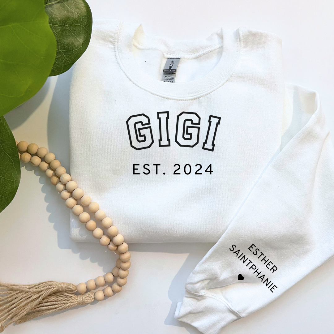 Custom Name Sleeve Sweatshirt for Mama, Auntie, Gigi, Grandma, Grandpa