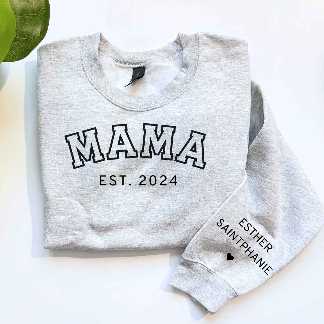 Custom Name Sleeve Sweatshirt for Mama, Auntie, Gigi, Grandma, Grandpa