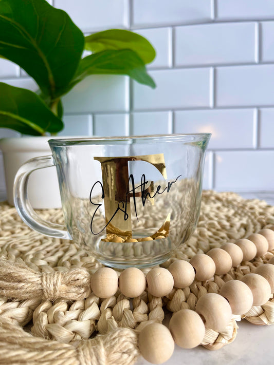 Personalized Monogram Glass Coffee/Tea Cup